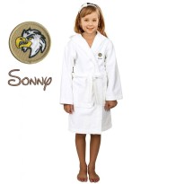 Eagle Cartoon Design & Custom Name Embroidery on Kids Hooded Bathrobe